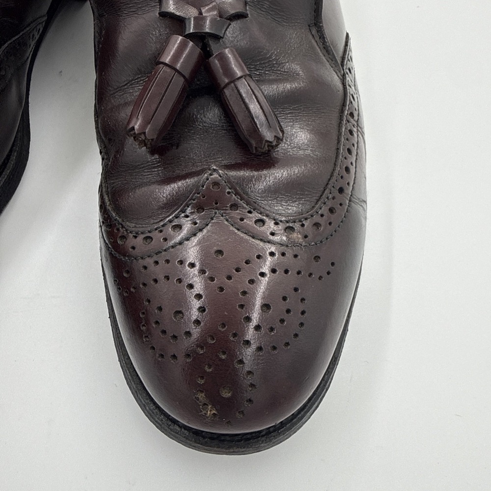 Dexter Mens 10.5 Burgundy Leather‎ Tassel Loafer Shoes Wingtip Brogue Design - Picture 3 of 13
